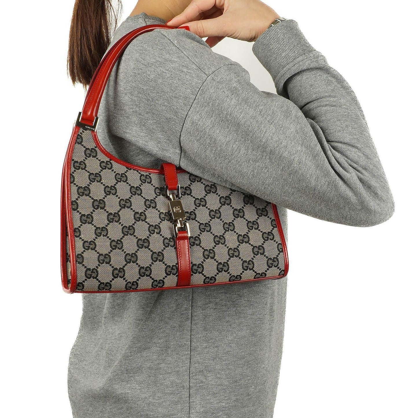 Gucci Jackie Bardot Schultertasche aus GG Canvas
