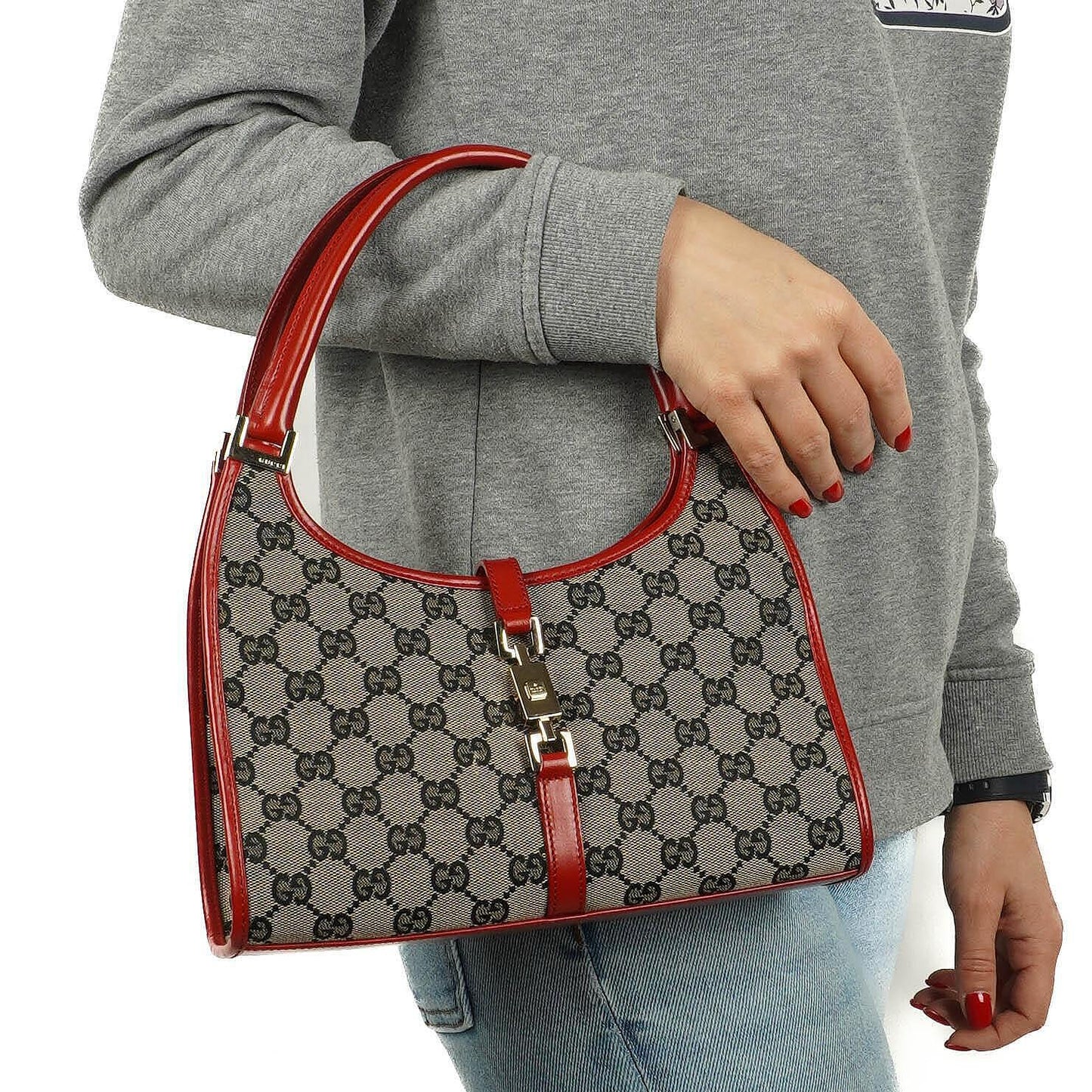 Gucci Jackie Bardot Schultertasche aus GG Canvas