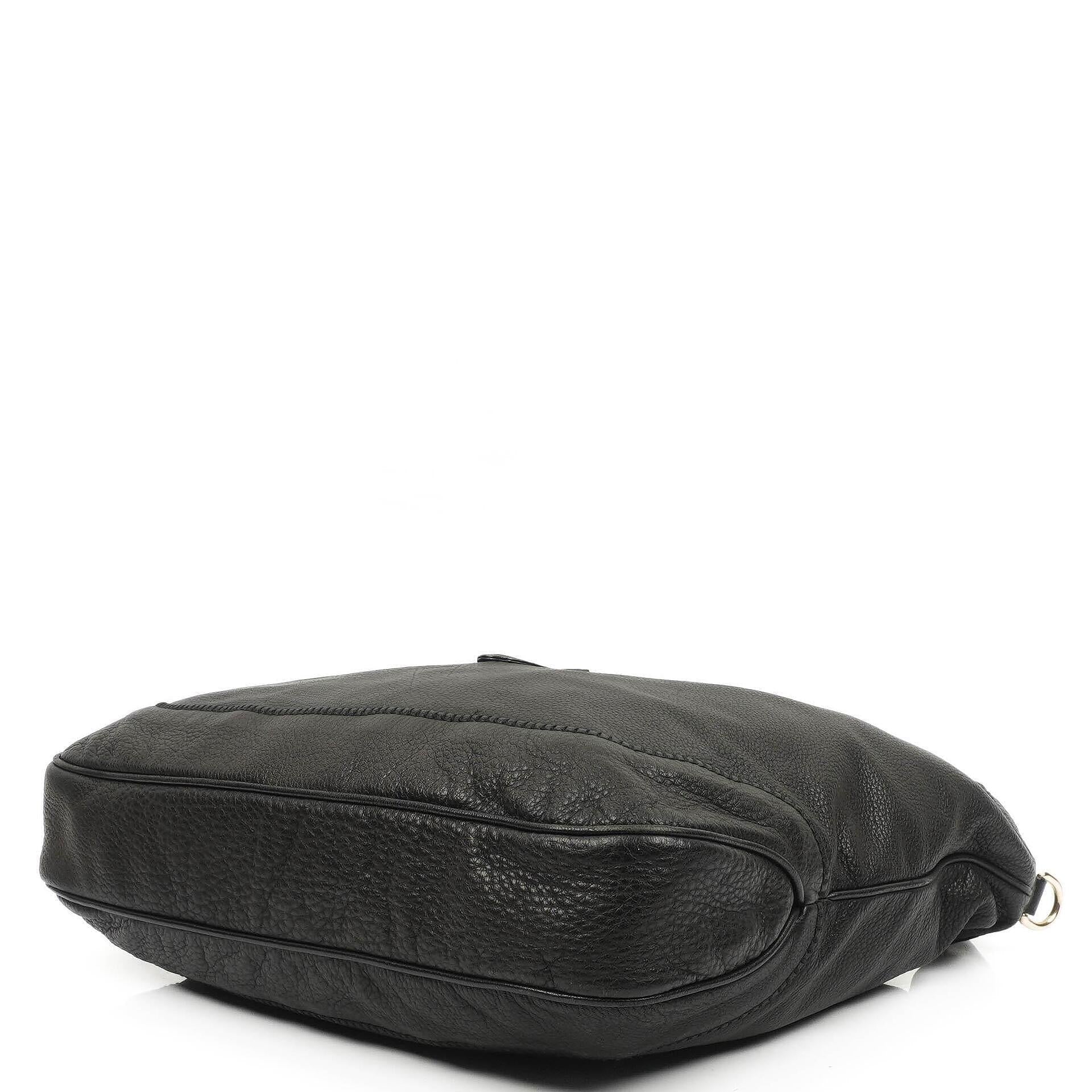 Gucci Jackie Schwarze Leder Bambus Quasten Große Hobo Tasche