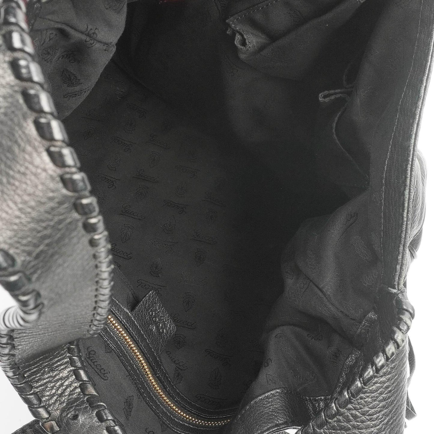Gucci Jackie Schwarze Leder Bambus Quasten Große Hobo Tasche