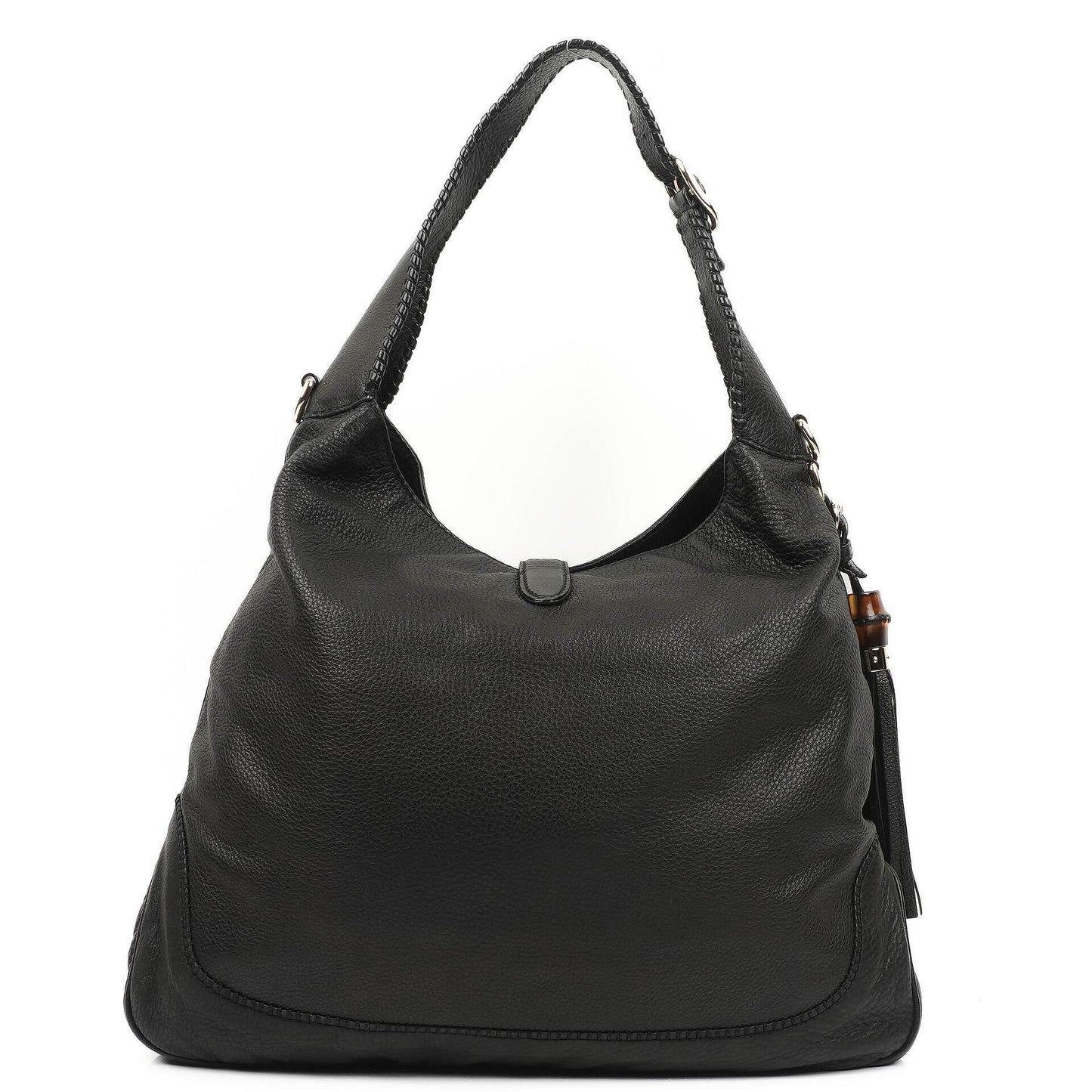 Gucci Jackie Schwarze Leder Bambus Quasten Große Hobo Tasche
