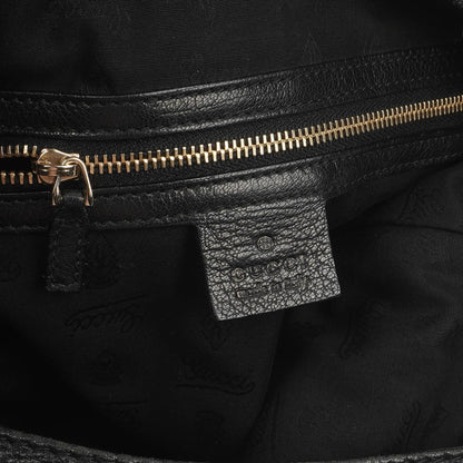 Gucci Jackie Schwarze Leder Bambus Quasten Große Hobo Tasche