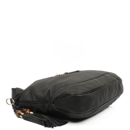 Gucci Jackie Schwarze Leder Bambus Quasten Große Hobo Tasche