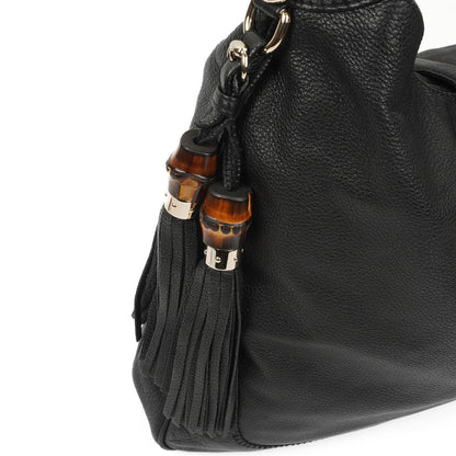 Gucci Jackie Schwarze Leder Bambus Quasten Große Hobo Tasche
