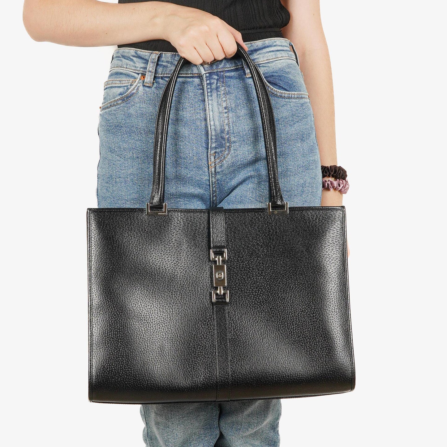 Gucci Jackie Schultertasche aus schwarzem Leder