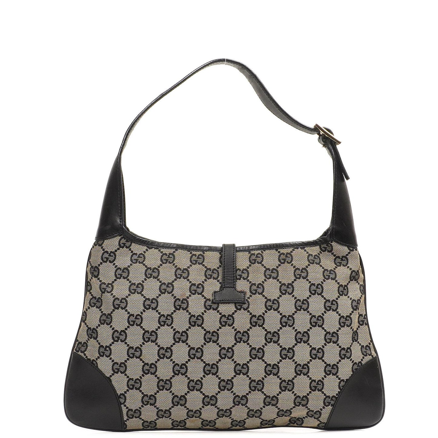 Gucci Jackie Mittlere Vintage Tasche Schwarz GG Canvas und Leder