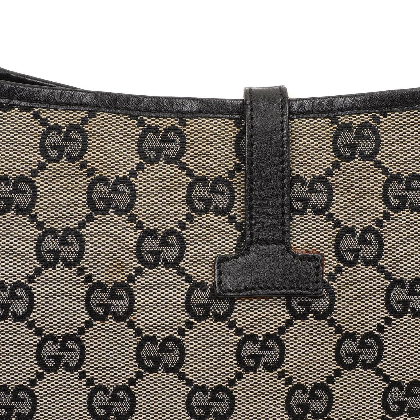 Gucci Jackie Mittlere Vintage Tasche Schwarz GG Canvas und Leder