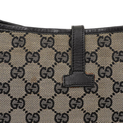 Gucci Jackie Mittlere Vintage Tasche Schwarz GG Canvas und Leder