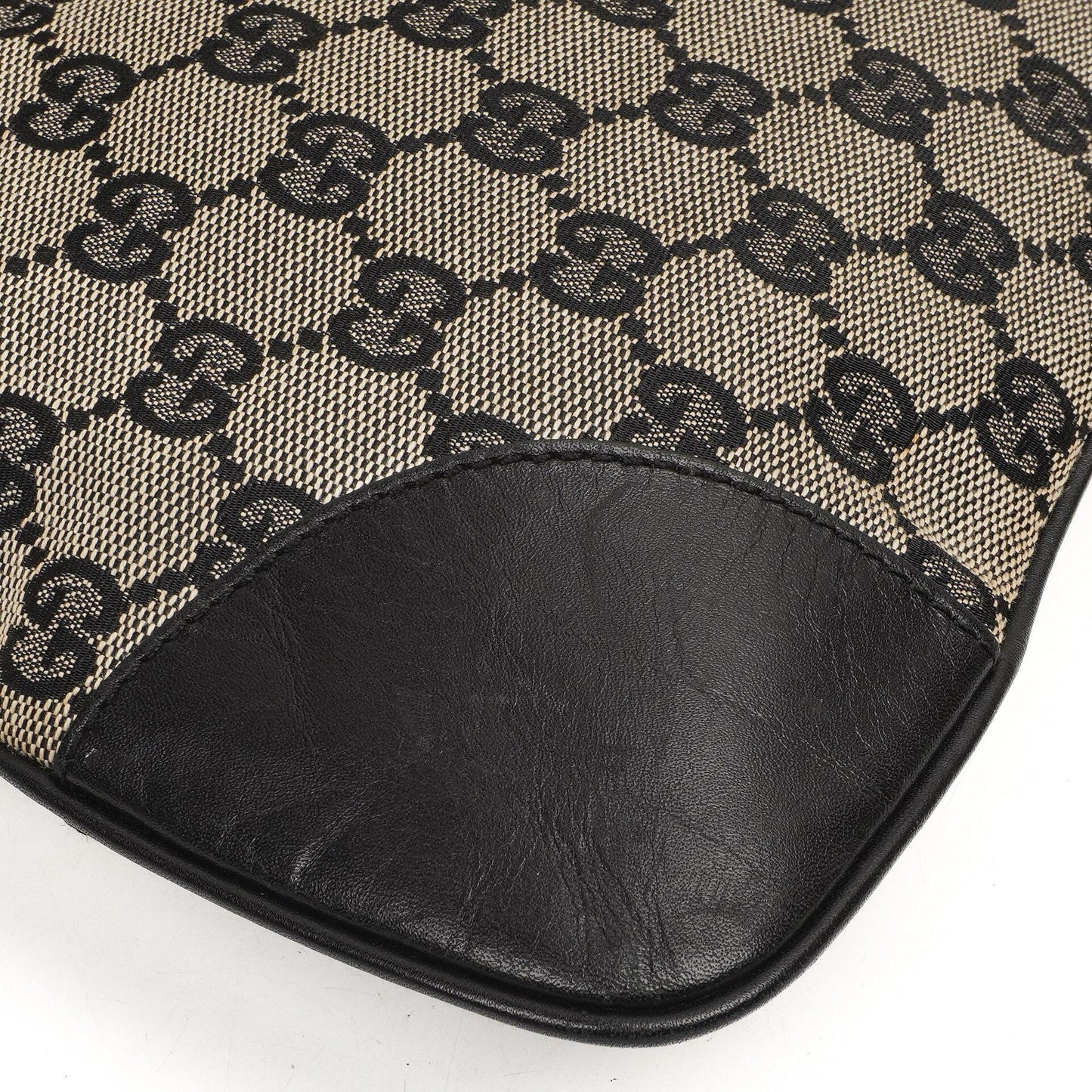 Gucci Jackie Mittlere Vintage Tasche Schwarz GG Canvas und Leder