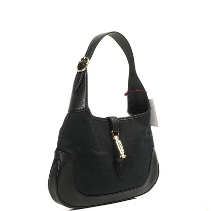 Gucci Jackie Medium Vintage Schultertasche Schwarz/Dunkelmarine GG Canvas und Leder