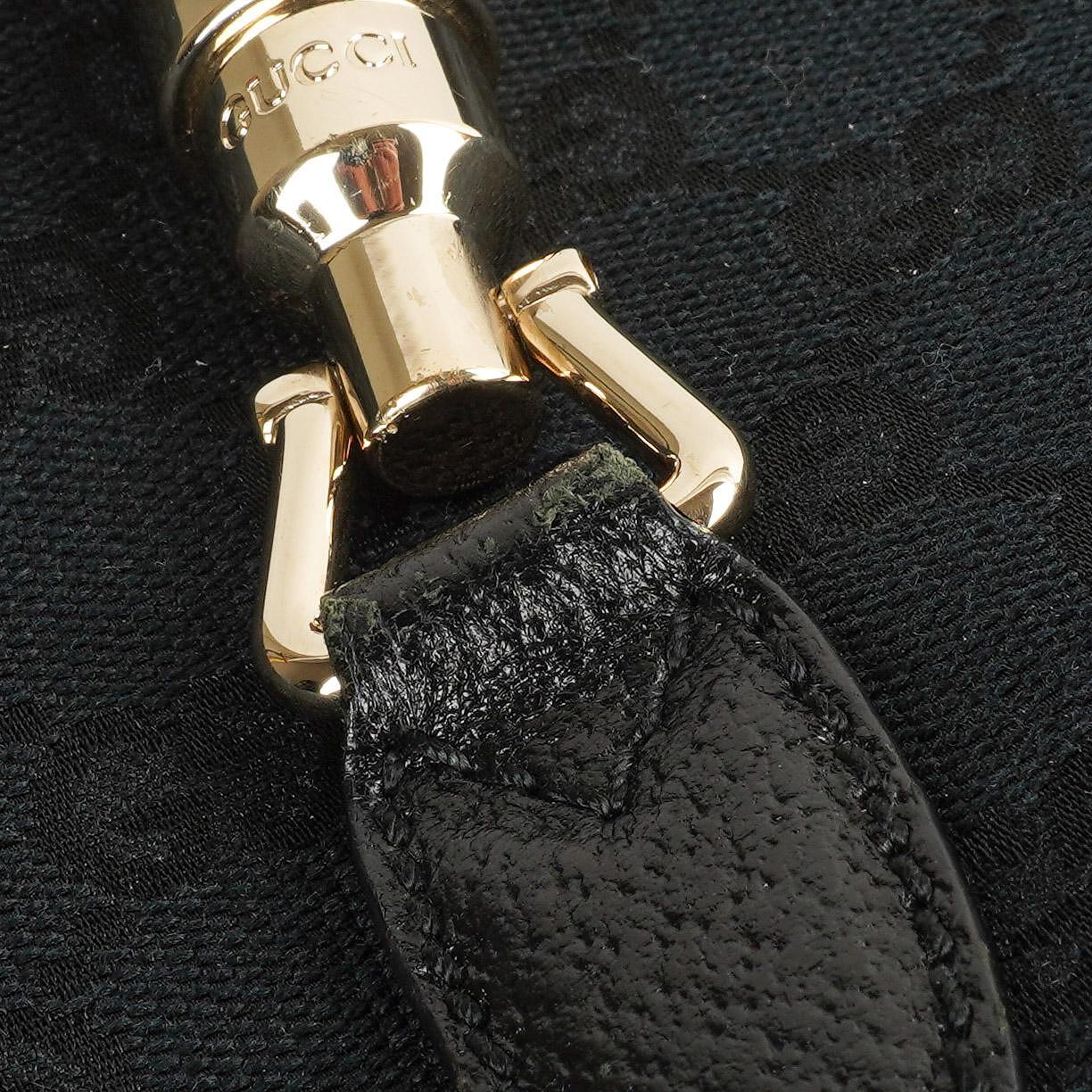 Gucci Jackie Medium Vintage Schultertasche Schwarz/Dunkelmarine GG Canvas und Leder