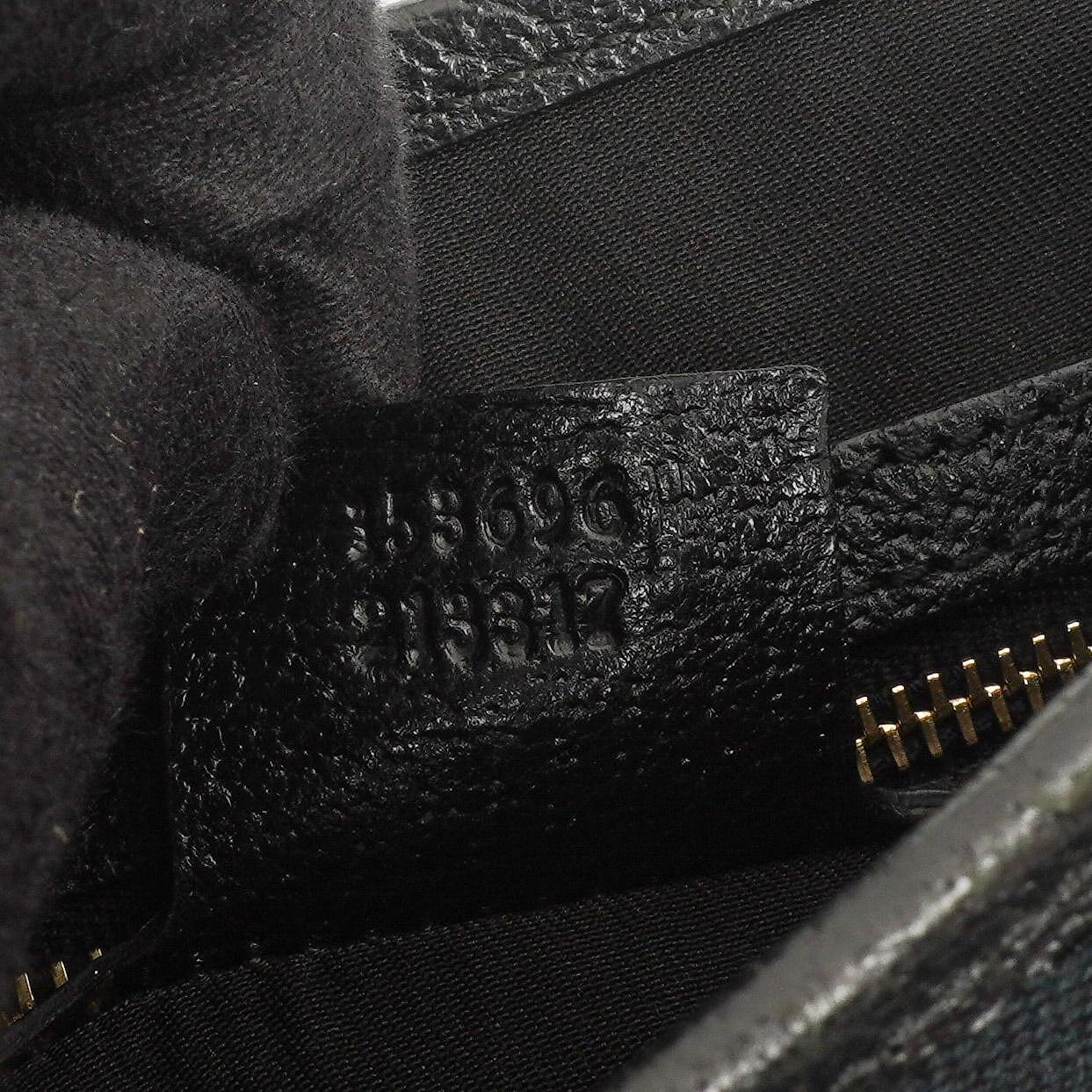 Gucci Jackie Medium Vintage Schultertasche Schwarz/Dunkelmarine GG Canvas und Leder