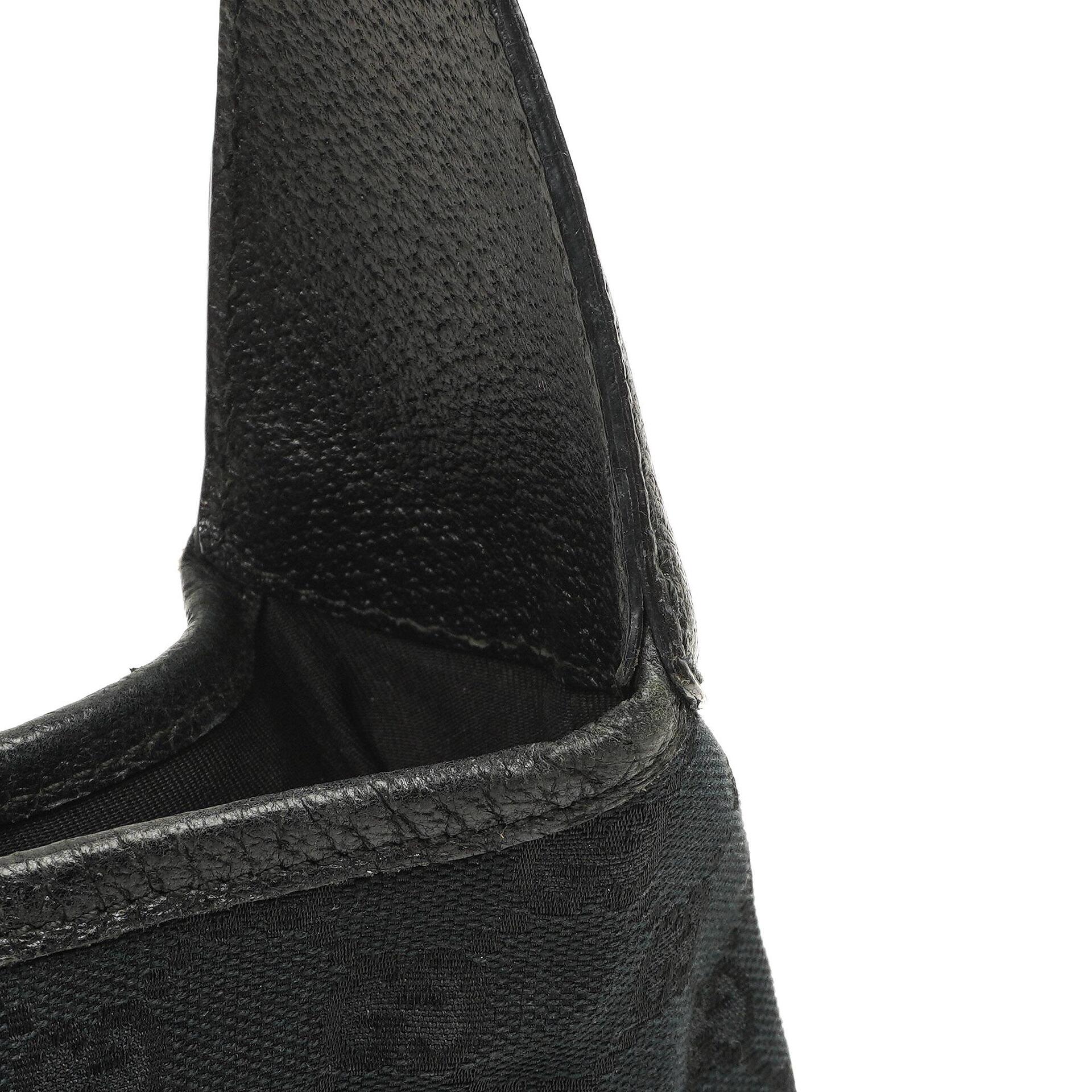 Gucci Jackie Medium Vintage Schultertasche Schwarz/Dunkelmarine GG Canvas und Leder
