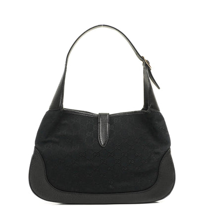 Gucci Jackie Medium Vintage Schultertasche Schwarz/Dunkelmarine GG Canvas und Leder