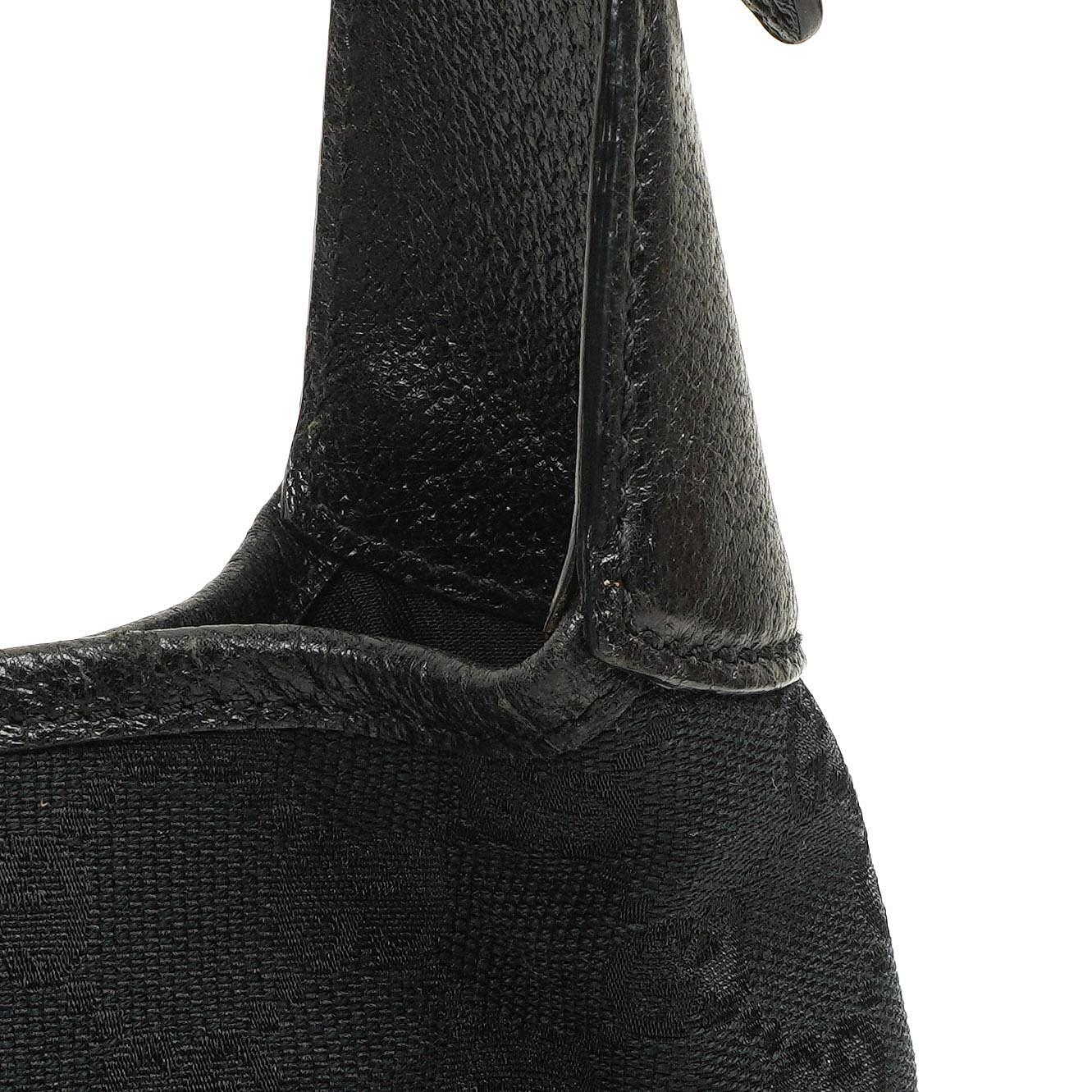 Gucci Jackie Medium Vintage Schultertasche Schwarz/Dunkelmarine GG Canvas und Leder