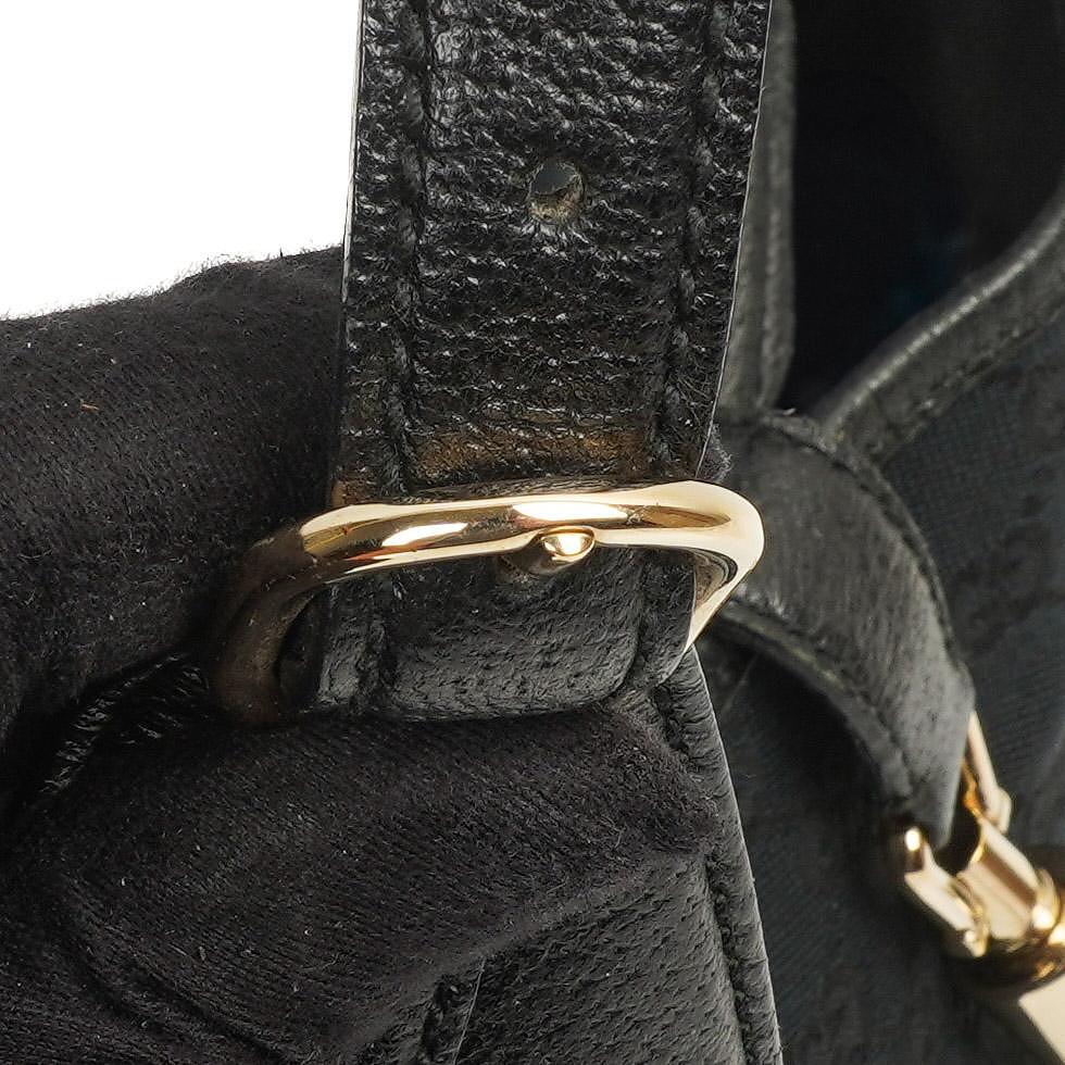 Gucci Jackie Medium Vintage Schultertasche Schwarz/Dunkelmarine GG Canvas und Leder