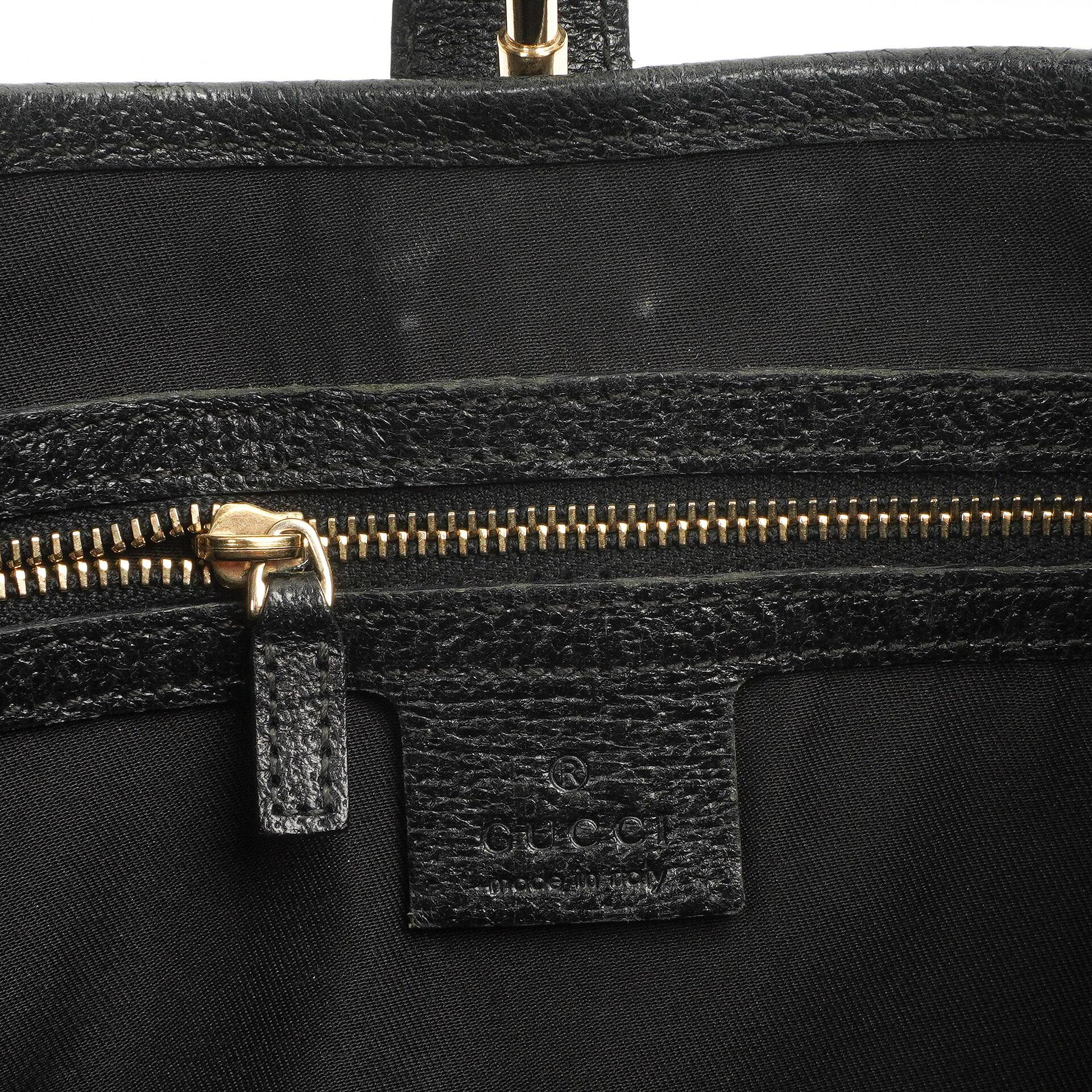 Gucci Jackie Medium Vintage Schultertasche Schwarz/Dunkelmarine GG Canvas und Leder