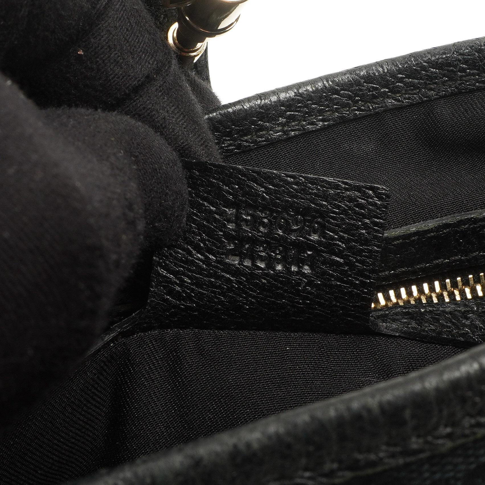 Gucci Jackie Medium Vintage Schultertasche Schwarz/Dunkelmarine GG Canvas und Leder