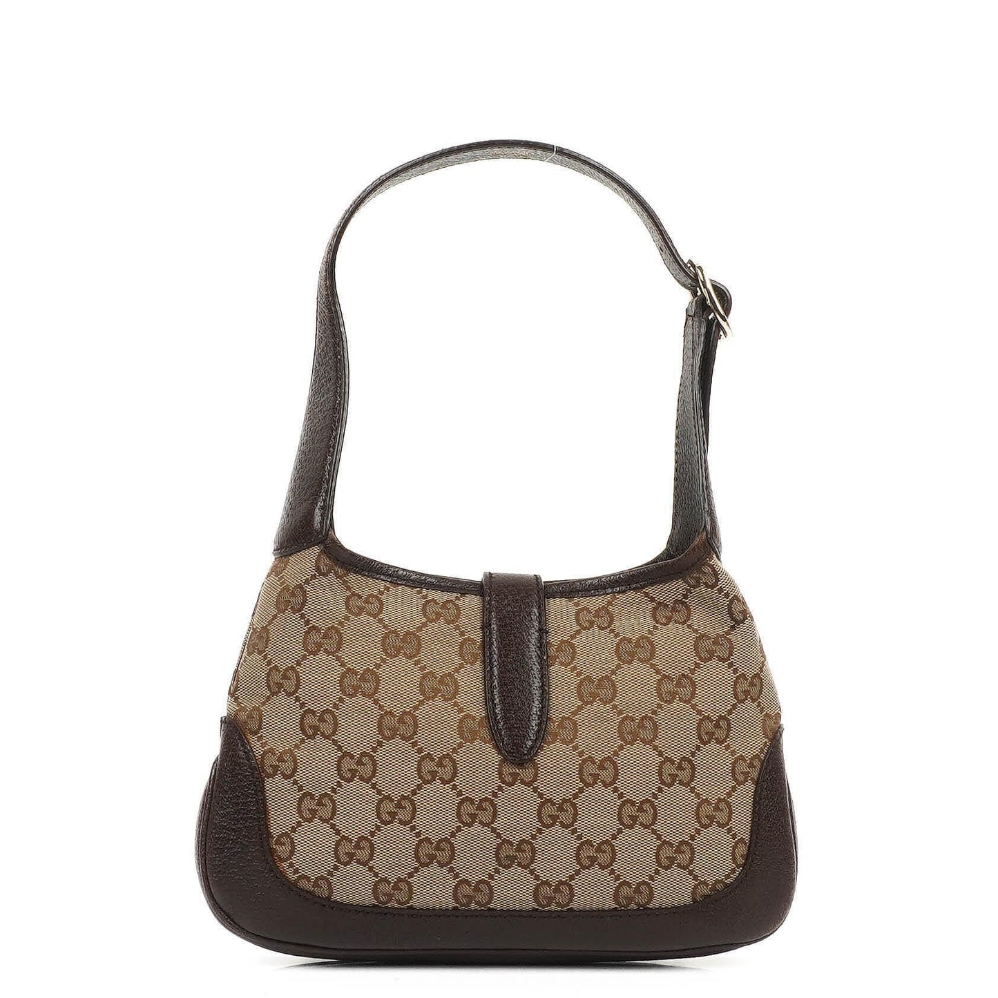 Gucci Jackie Small GG Schultertasche aus braunem Canvas und Leder