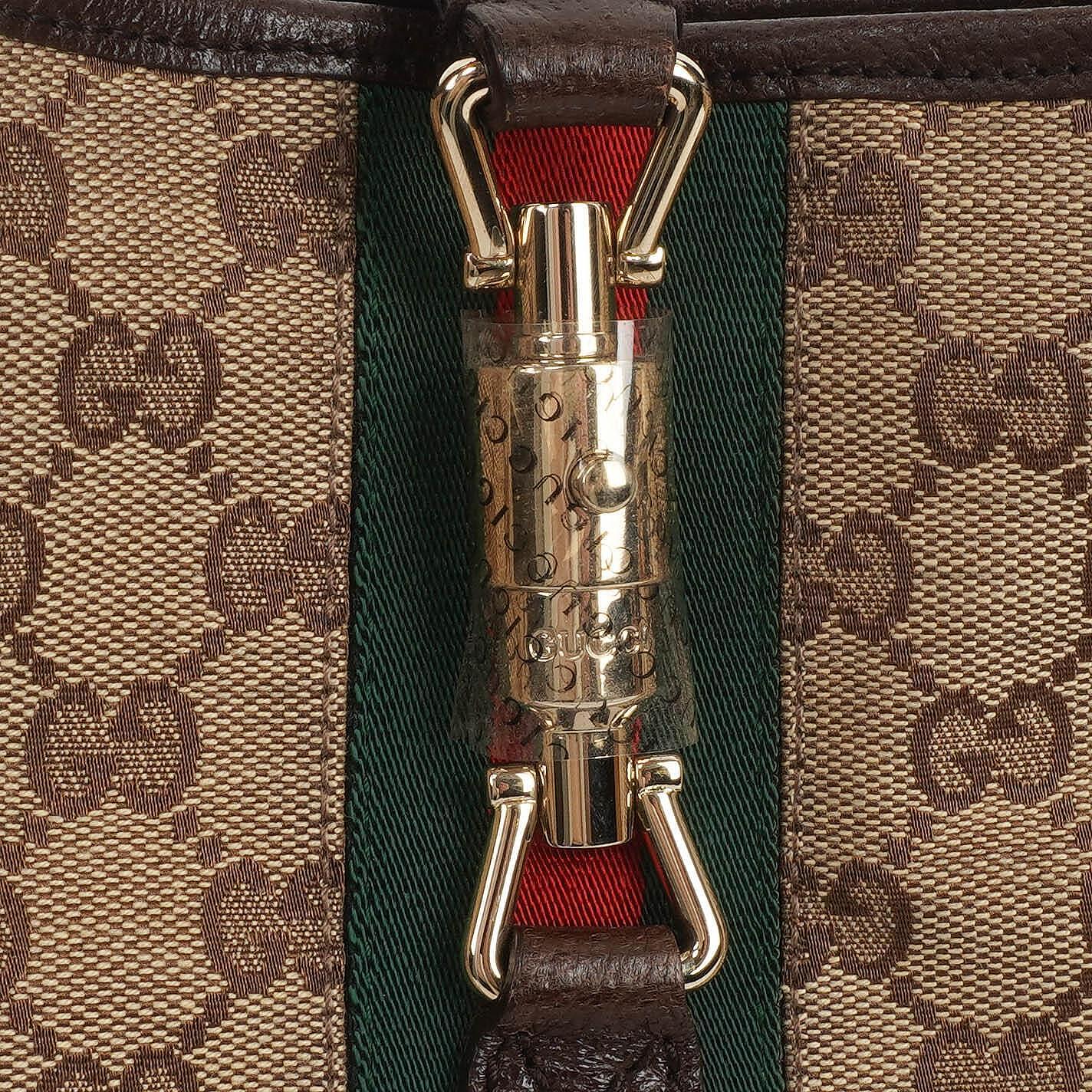 Gucci Jackie Small GG Schultertasche aus braunem Canvas und Leder