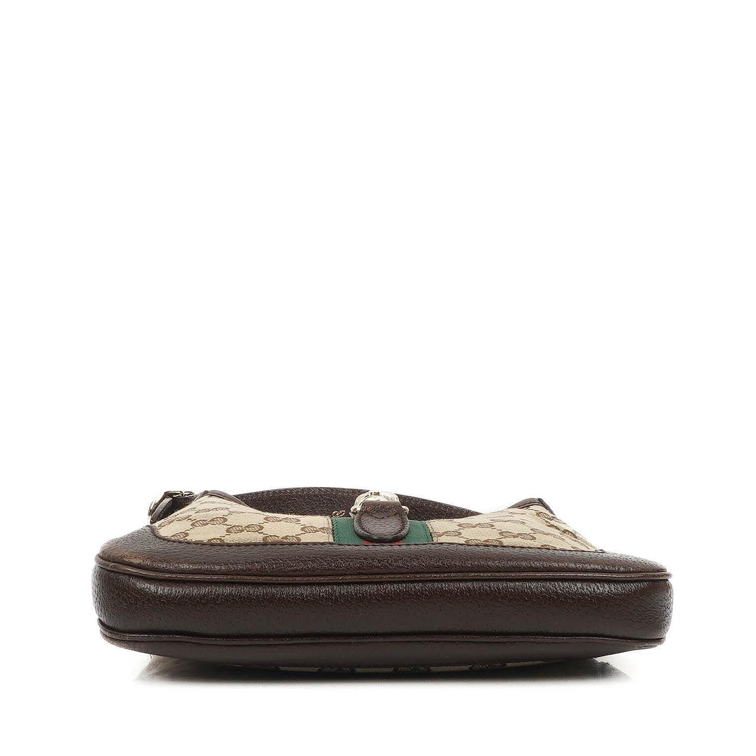 Gucci Jackie Small GG Schultertasche aus braunem Canvas und Leder