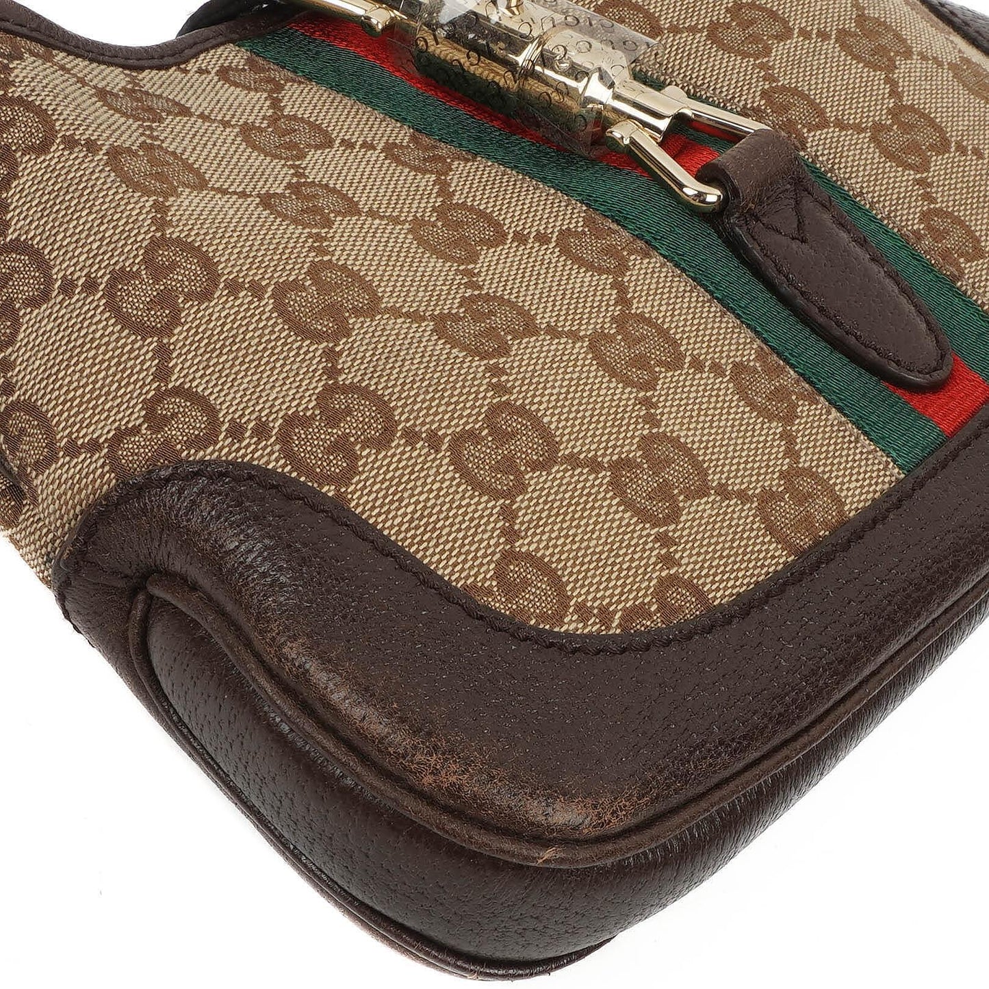 Gucci Jackie Small GG Schultertasche aus braunem Canvas und Leder