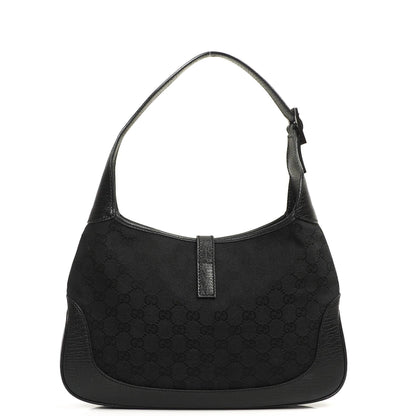 Gucci Jackie Vintage Mittel Schwarze GG Canvas Und Leder Schultertasche