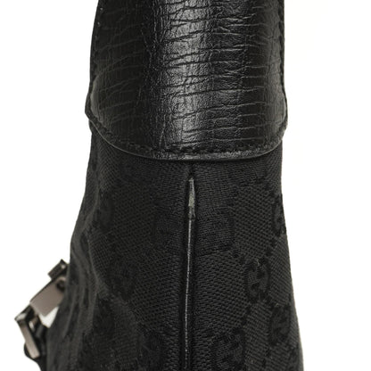 Gucci Jackie Vintage Mittel Schwarze GG Canvas Und Leder Schultertasche