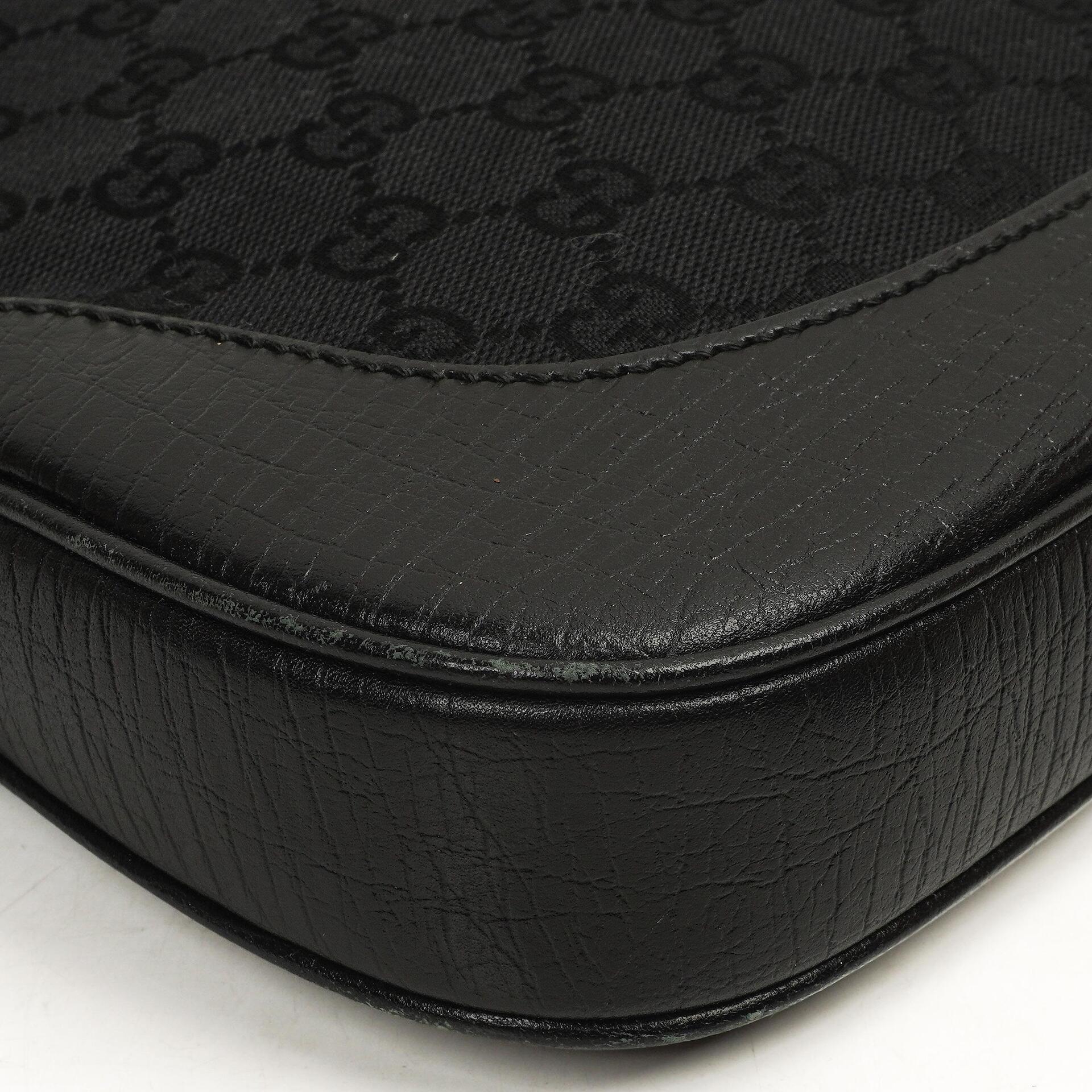Gucci Jackie Vintage Mittel Schwarze GG Canvas Und Leder Schultertasche