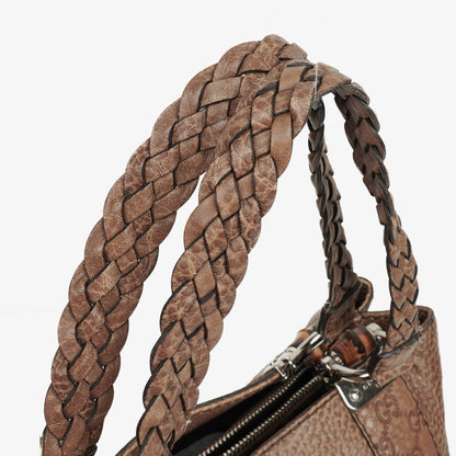Gucci Tragetasche aus Leder mit Bambus-Bar und geflochtenen Griffen