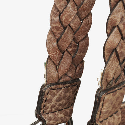 Gucci Tragetasche aus Leder mit Bambus-Bar und geflochtenen Griffen