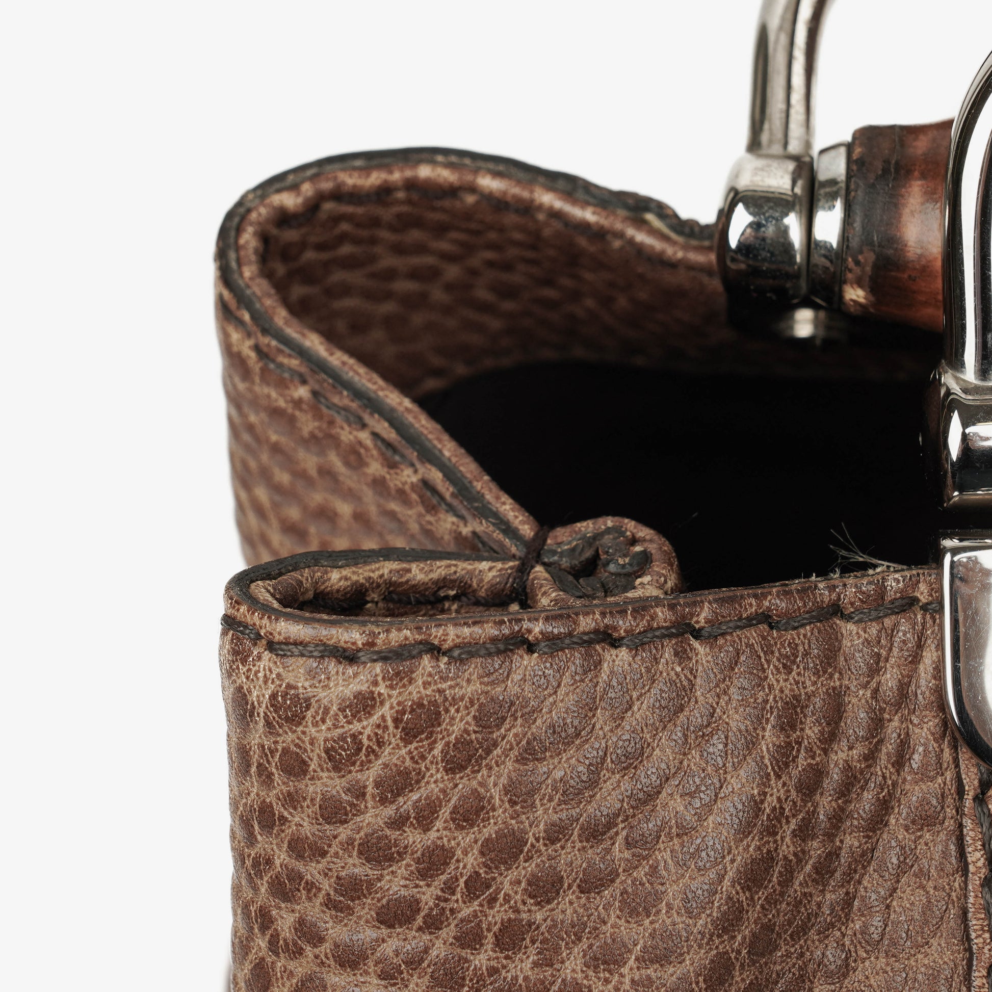 Gucci Tragetasche aus Leder mit Bambus-Bar und geflochtenen Griffen