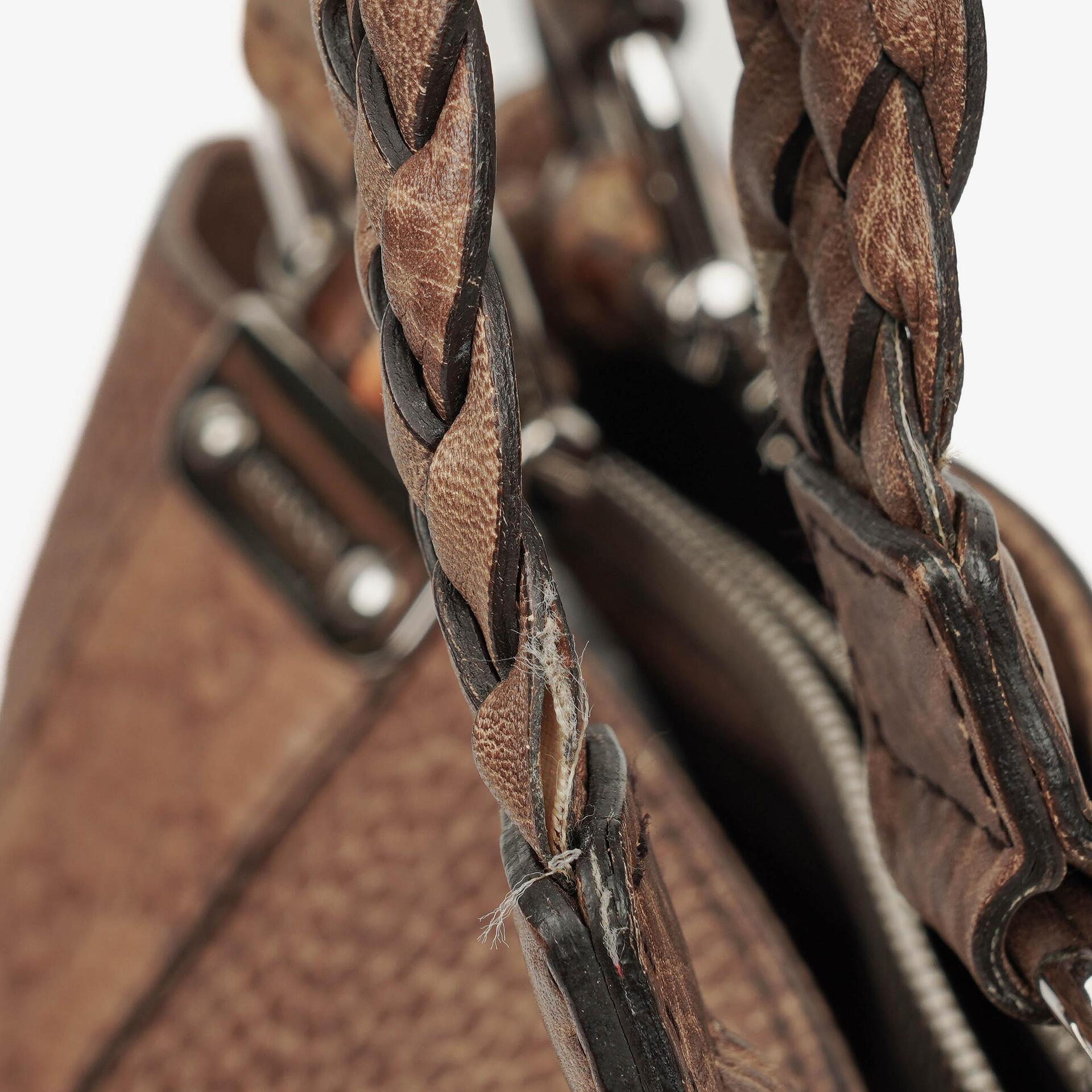 Gucci Tragetasche aus Leder mit Bambus-Bar und geflochtenen Griffen