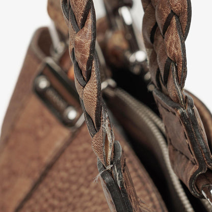 Gucci Tragetasche aus Leder mit Bambus-Bar und geflochtenen Griffen