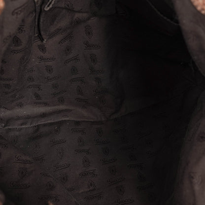 Gucci Tragetasche aus Leder mit Bambus-Bar und geflochtenen Griffen