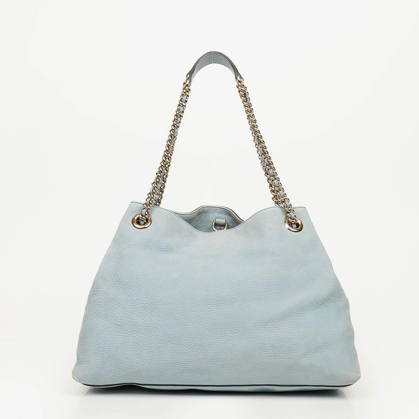 Gucci Soho Tote mit Obergriff aus hellblauem genarbtem Leder