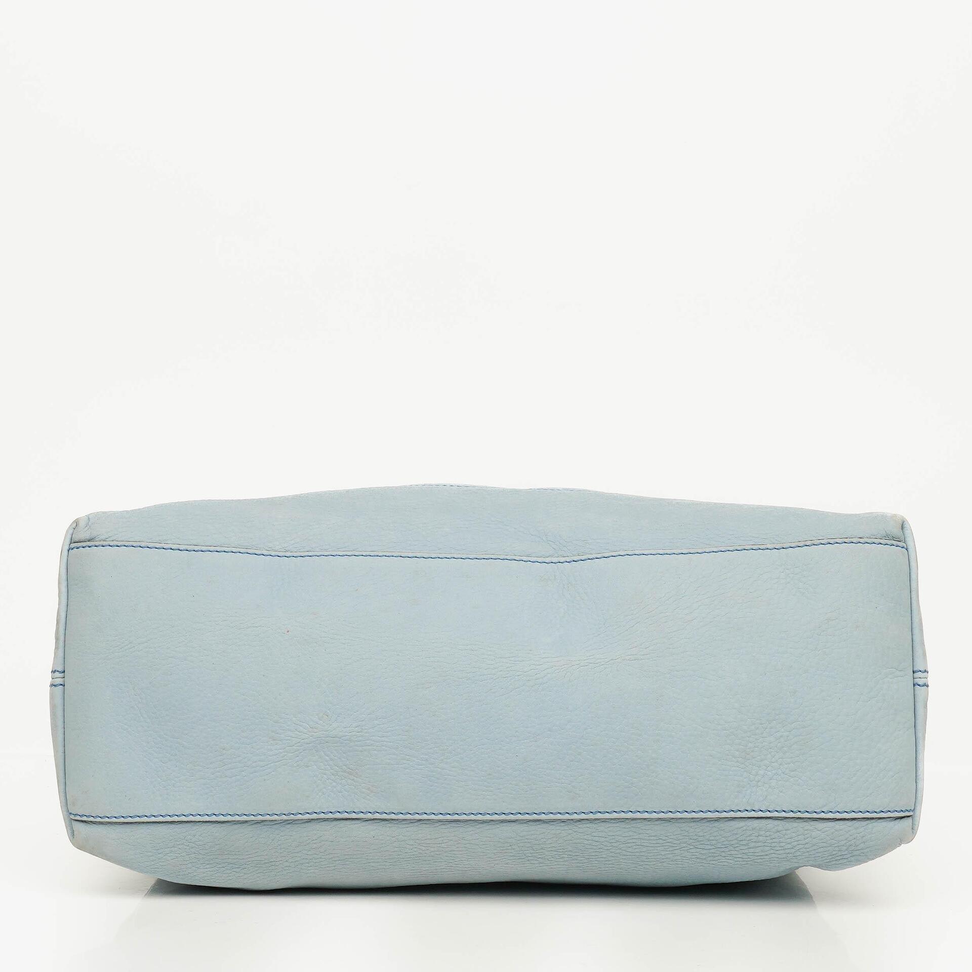 Gucci Soho Tote mit Obergriff aus hellblauem genarbtem Leder