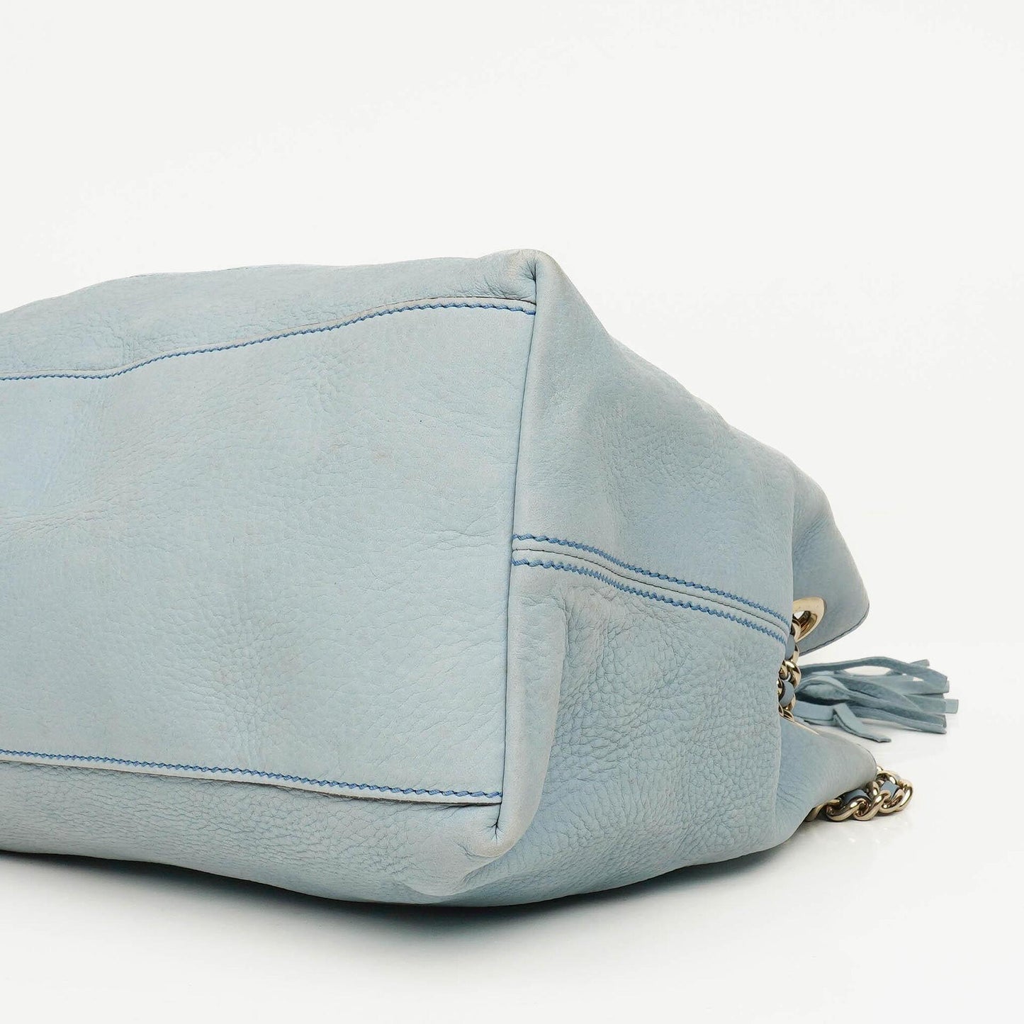 Gucci Soho Tote mit Obergriff aus hellblauem genarbtem Leder