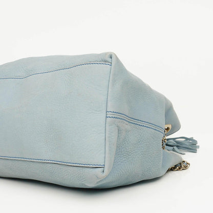 Gucci Soho Tote mit Obergriff aus hellblauem genarbtem Leder