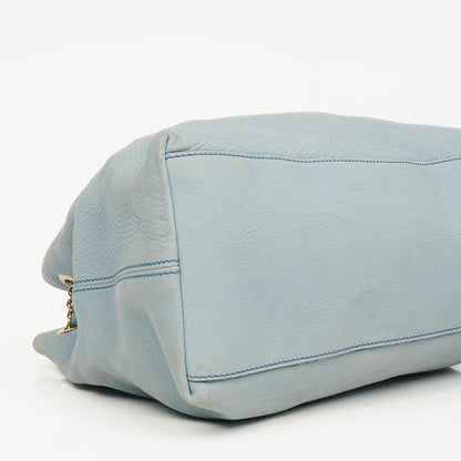 Gucci Soho Tote mit Obergriff aus hellblauem genarbtem Leder