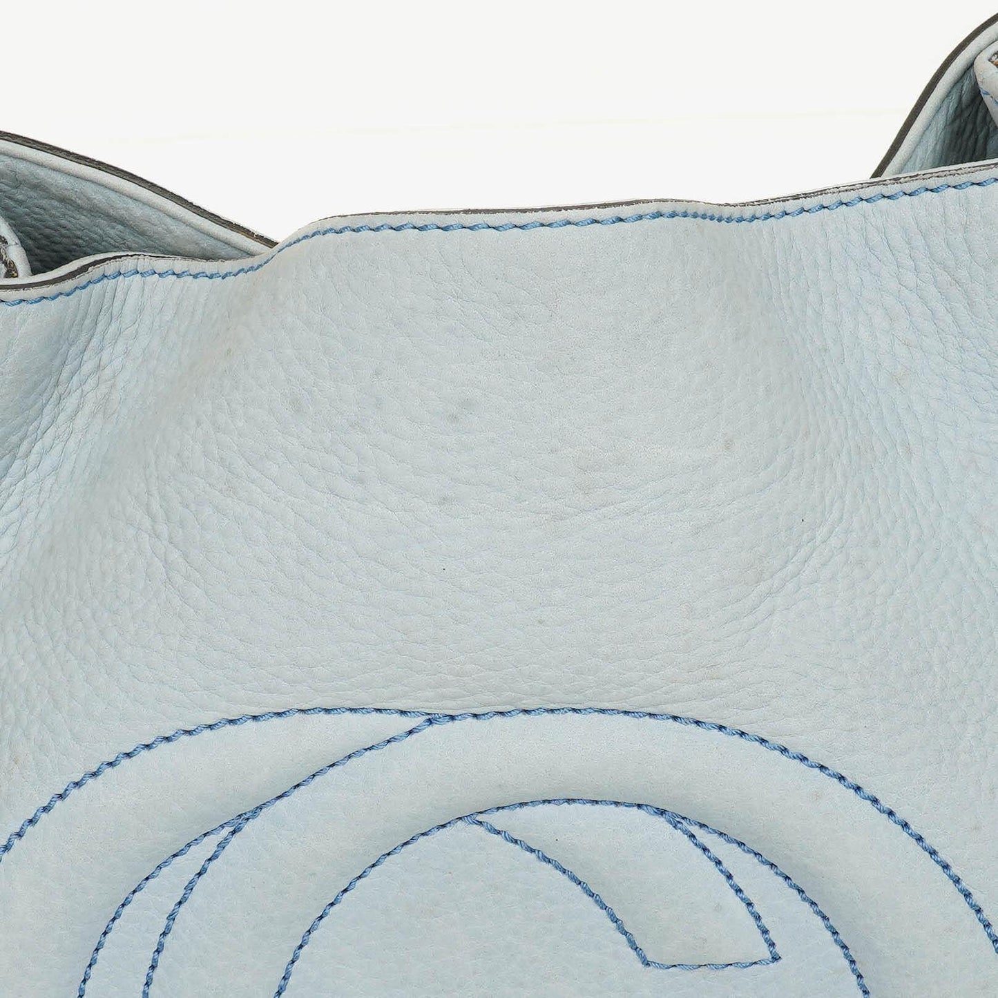 Gucci Soho Tote mit Obergriff aus hellblauem genarbtem Leder
