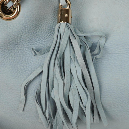 Gucci Soho Tote mit Obergriff aus hellblauem genarbtem Leder