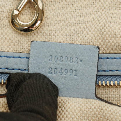 Gucci Soho Tote mit Obergriff aus hellblauem genarbtem Leder