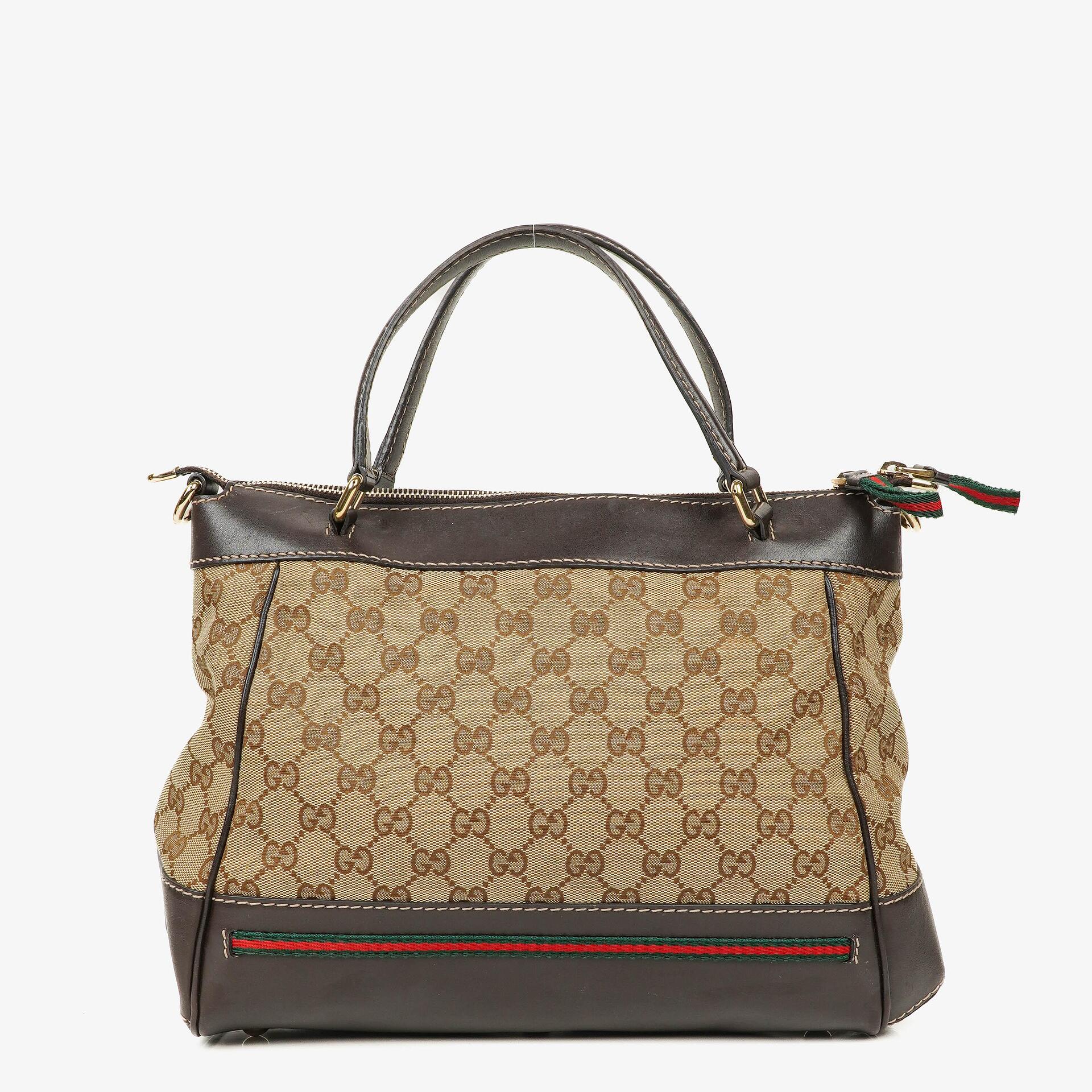 Gucci Mayfair Handtasche mit Obergriff, Schleife und beigem GG Canvas