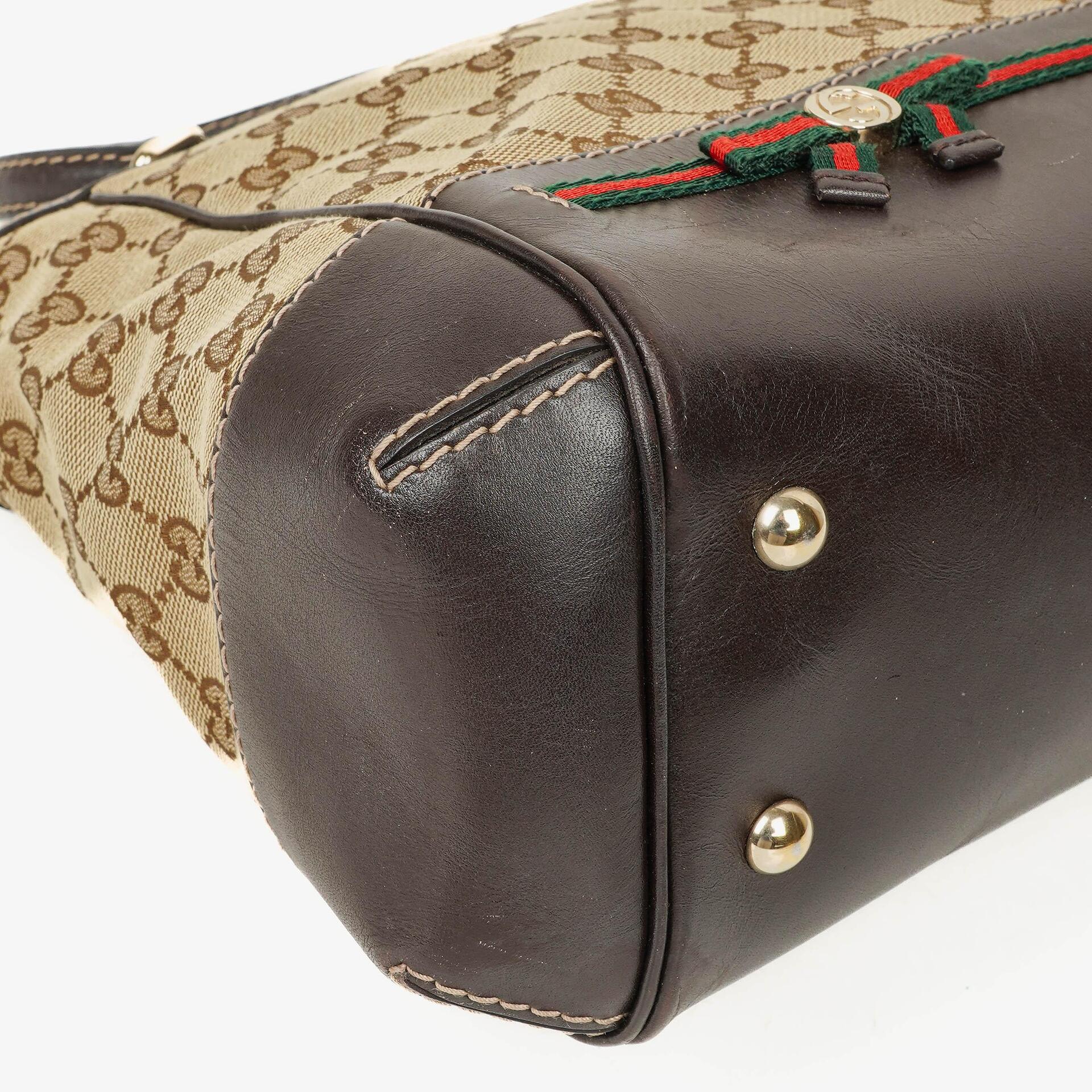 Gucci Mayfair Handtasche mit Obergriff, Schleife und beigem GG Canvas