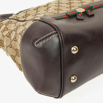 Gucci Mayfair Handtasche mit Obergriff, Schleife und beigem GG Canvas