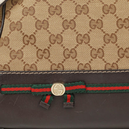 Gucci Mayfair Handtasche mit Obergriff, Schleife und beigem GG Canvas