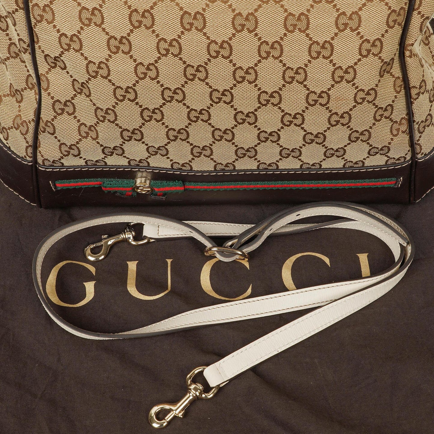 Gucci Mayfair Handtasche mit Obergriff, Schleife und beigem GG Canvas