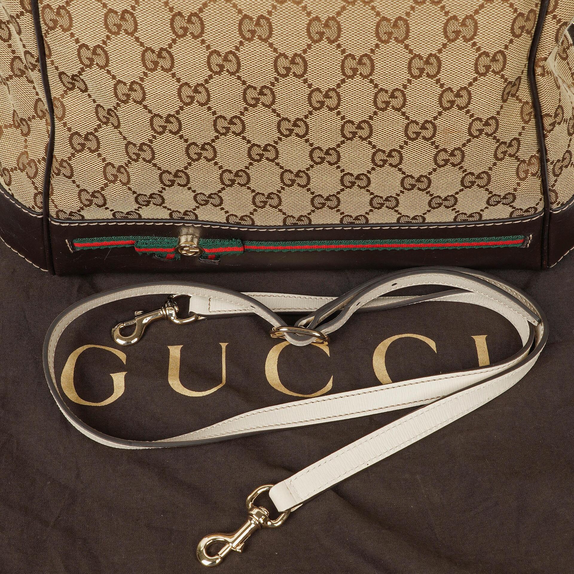 Gucci Mayfair Handtasche mit Obergriff, Schleife und beigem GG Canvas