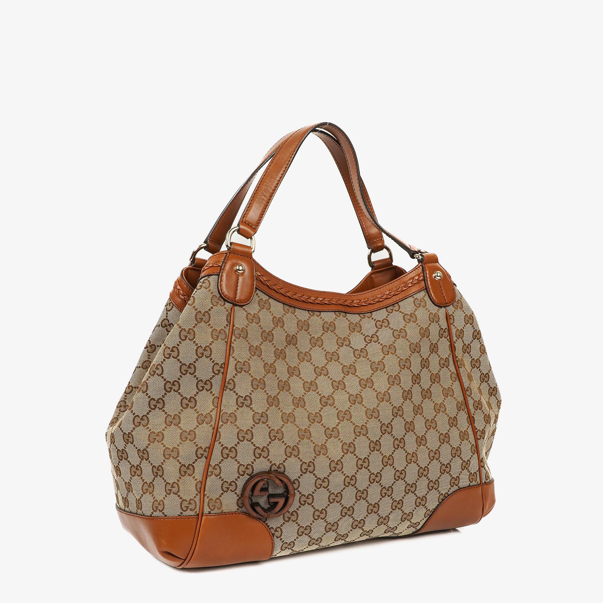 Gucci Medium Brick Lane Tote Bag mit braunem Monogramm